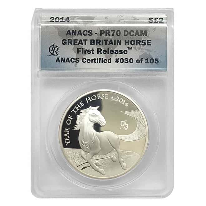 2014 Great Britain 1 oz Proof Silver Year of the Horse ANACS PF 70