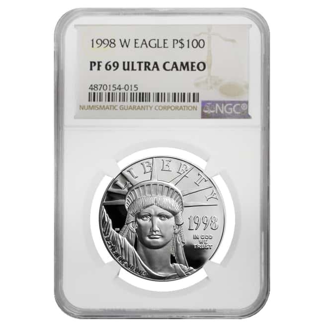 1998 W 1 oz $100 Platinum American Eagle Proof Coin NGC PF 69 UCAM