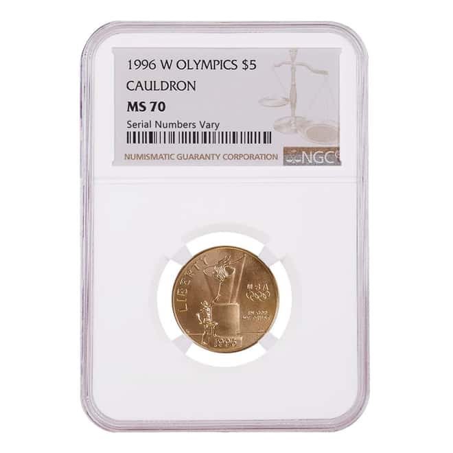 1996 W $5 Olympics Cauldron Commemorative Gold Coin NGC MS 70