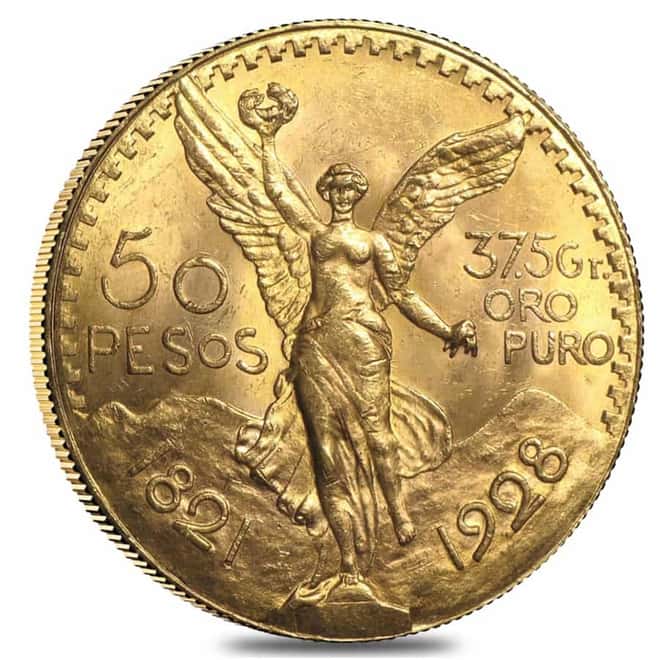 1928 Mexico 50 Pesos Gold Coin AU/BU