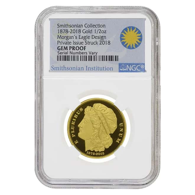 2018 1/2 oz Gold 1878 Morgan Eagle Pattern Smithsonian Collection NGC Gem Proof (w/Box & COA)