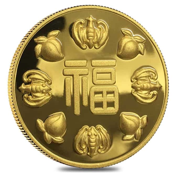 1.2057 oz Chow Tai Fook Good Luck Gold Medal .9999 Fine (w/Box & COA)
