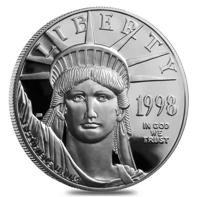 1998 W 1 oz $100 Proof Platinum American Eagle Coin (w/Box & COA)