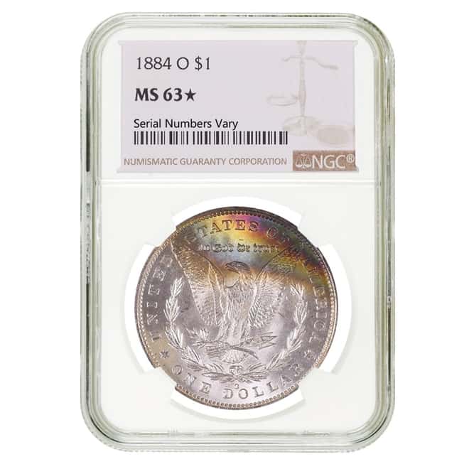 1884 O Morgan Silver Dollar NGC MS 63*