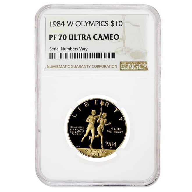 1984 W $10 Olympics Commemorative Proof Gold Coin NGC PF 70 UCAM