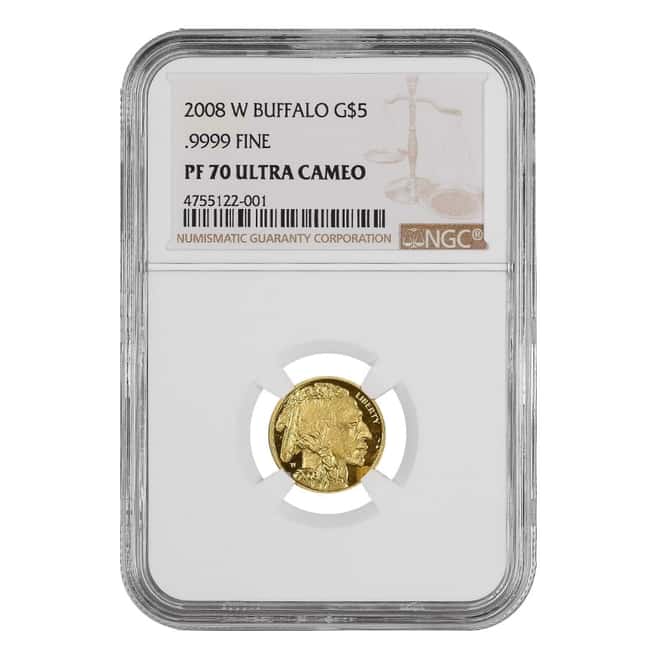 2008 W 1/10 oz $5 Proof Gold American Buffalo NGC PF 70 UCAM