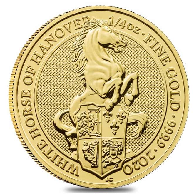2020 Great Britain 1/4 oz Gold Queen's Beasts White Horse of Hanover Coin .9999 Fine BU