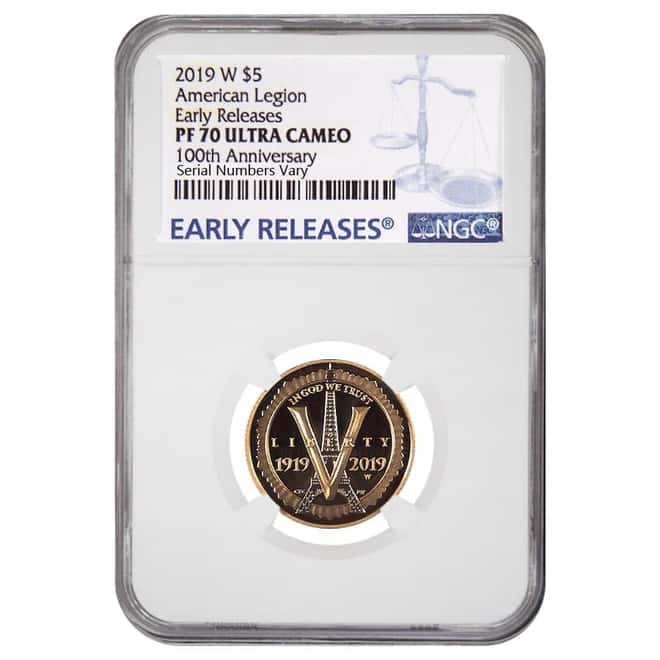2019 W Gold $5 Proof Commemorative American Legion 100th Ann NGC PF 70 ER