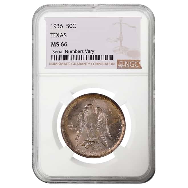 1936 Texas Half Dollar 90% Silver Commem NGC MS 66