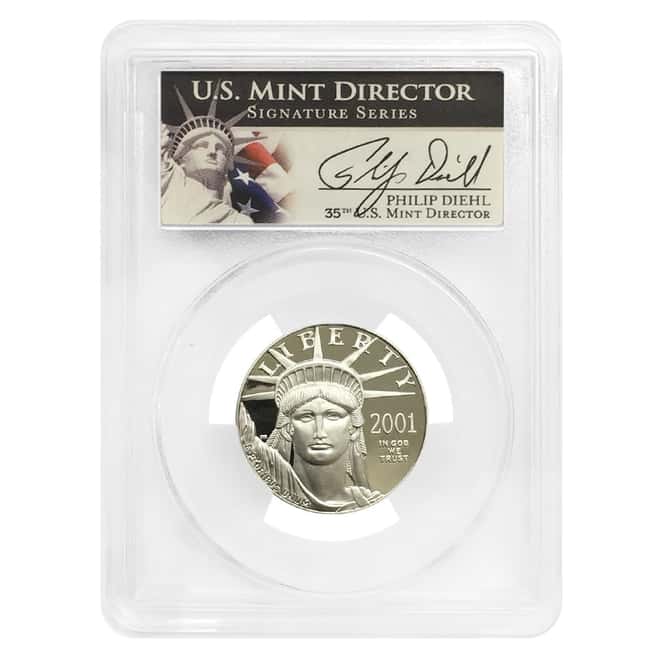 2001 W 1/2 oz $50 Platinum American Eagle Proof Coin PCGS PF 69 DCAM (Philip Diehl Sign Label)
