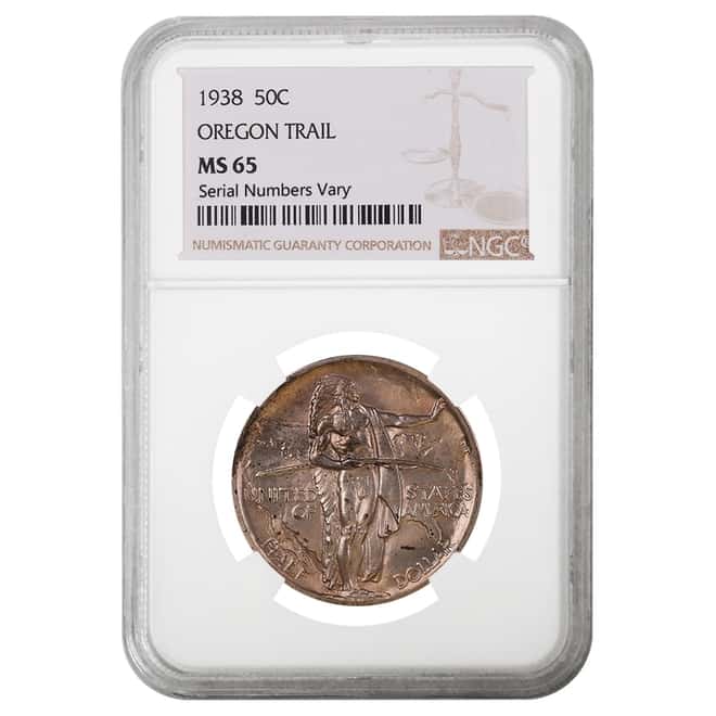 1938 Oregon Trail Half Dollar 90% Silver Commem NGC MS 65