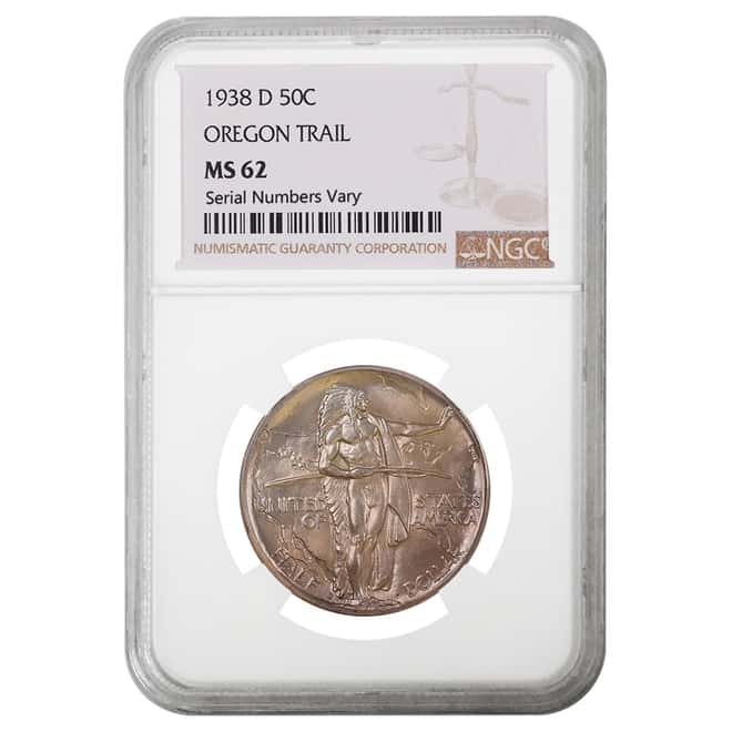 1938 D Oregon Trail Half Dollar 90% Silver Commem NGC MS 62