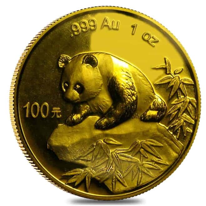 1999 1 oz Chinese Gold Panda 100 Yuan Large Date No Serif 1 BU (Sealed)