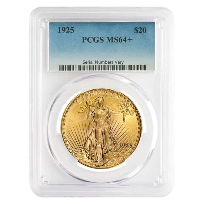 1925 $20 Gold Saint Gaudens Double Eagle PCGS MS 64+