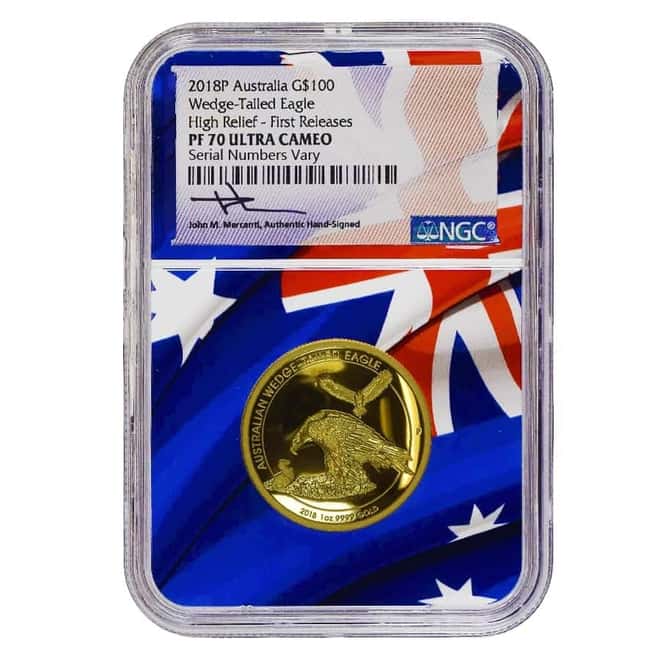 2018 1 oz Gold Australian Wedge-Tailed Eagle Perth Mint NGC PF 70 UCAM FR (John M. Mercanti)