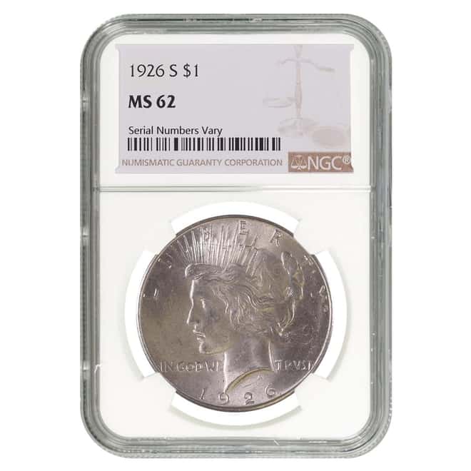 1926 S Peace Silver Dollar $1 NGC MS 62