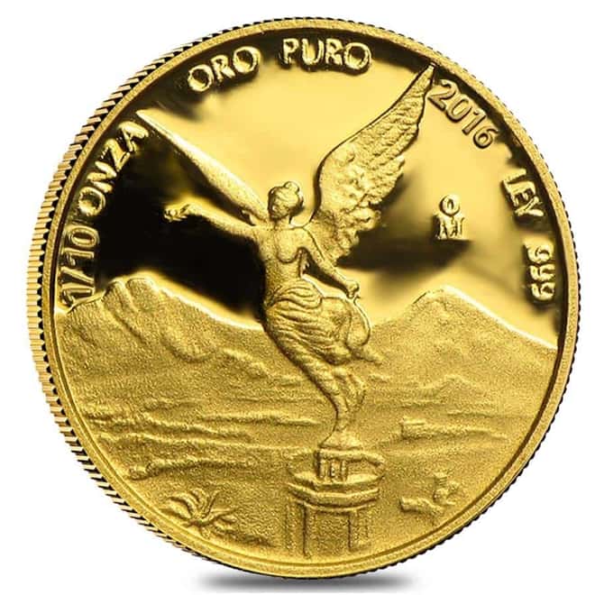 2016 1/10 oz Mexico Proof Gold Libertad Coin .999 Fine (In Cap)
