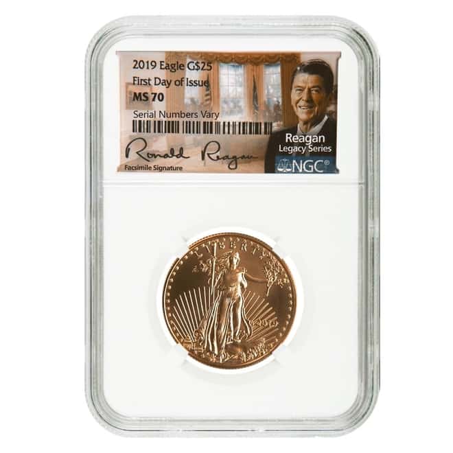 2019 1/2 oz Gold American Eagle NGC MS 70 FDOI (Ronald Reagan Facsimile Sign)