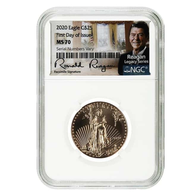2020 1/2 oz Gold American Eagle NGC MS 70 FDOI (Ronald Reagan Facsimile Sign)