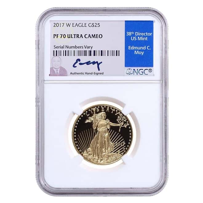 2017-W 1/2 oz $25 Proof Gold American Eagle NGC PF 70 (Edmund C. Moy Sign)
