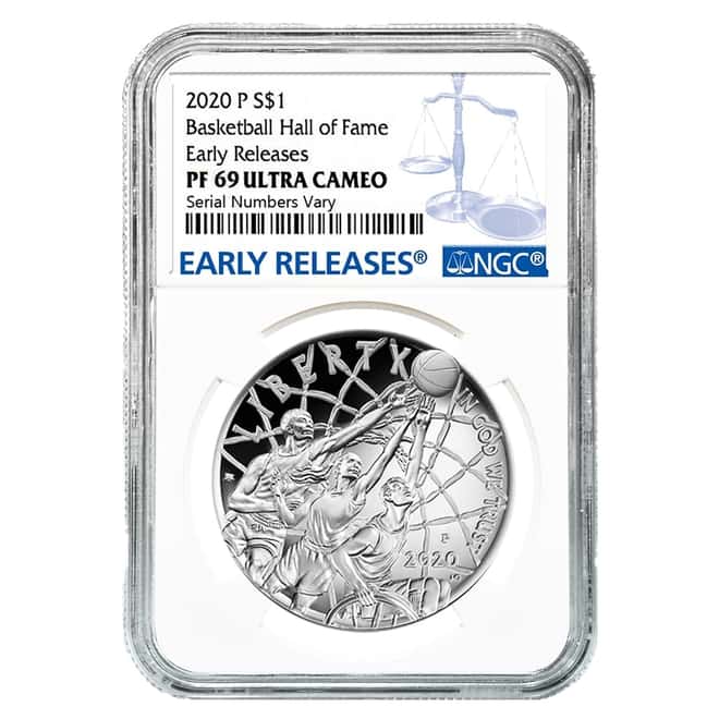 2020 P Basketball Hall of Fame Proof Silver Dollar NGC PF 69 UCAM ER