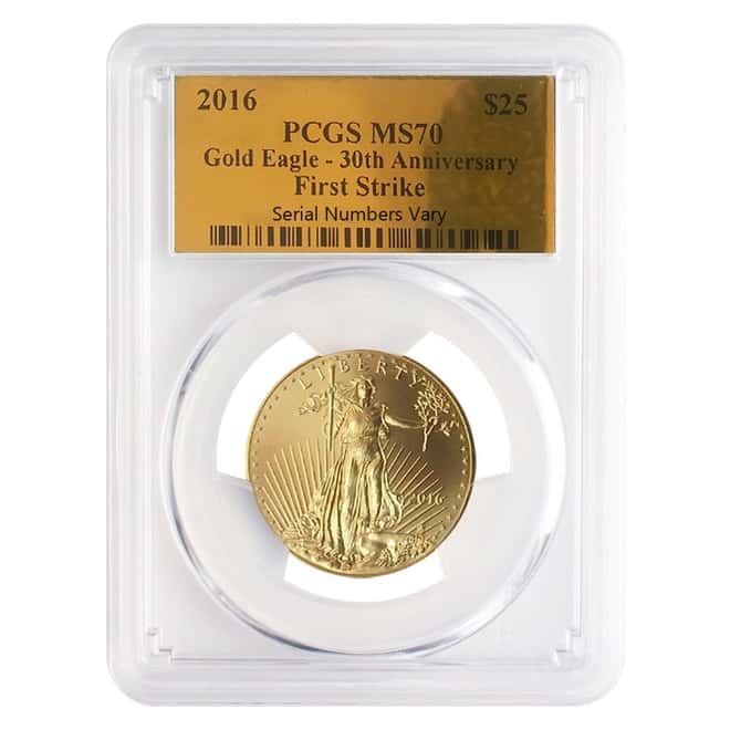 2016 1/2 oz $25 Gold American Eagle PCGS MS 70 (Gold Foil Label)