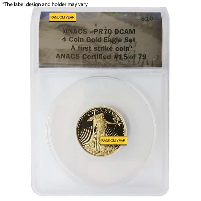 1/4 oz $10 Proof Gold American Eagle ANACS PF 70 (Random Year)