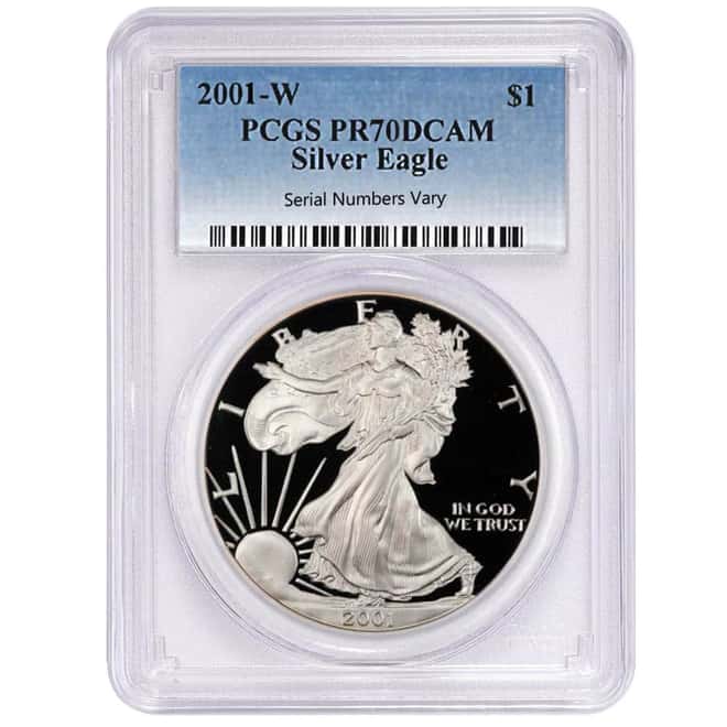 2001-W 1 oz Proof Silver American Eagle $1 Coin PCGS PF 70 DCAM