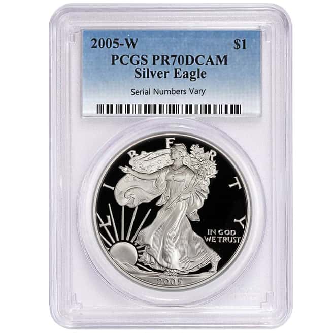 2005-W 1 oz Proof Silver American Eagle $1 Coin PCGS PF 70 DCAM