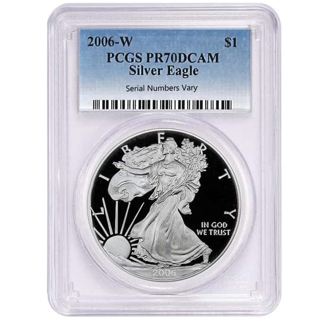 2006-W 1 oz Proof Silver American Eagle $1 Coin PCGS PF 70 DCAM