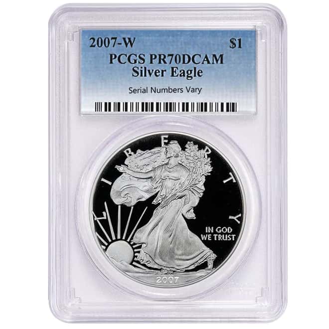 2007-W 1 oz Proof Silver American Eagle $1 Coin PCGS PF 70 DCAM