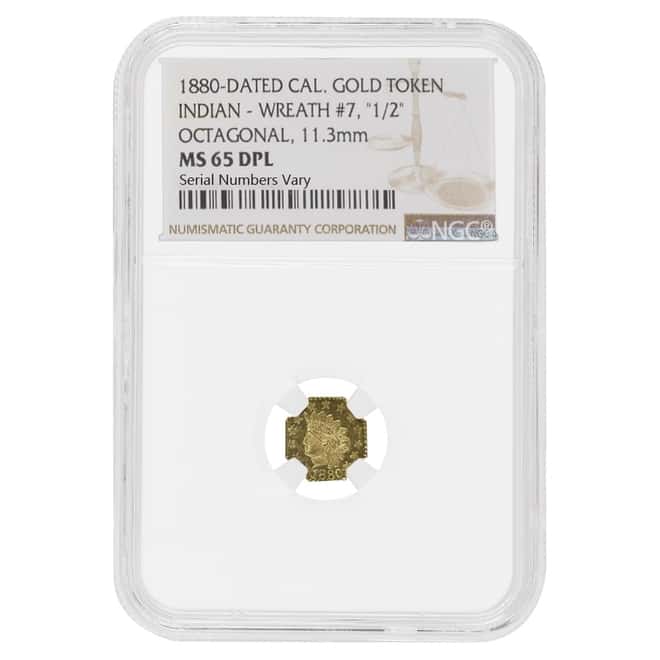 1880 1/2 California Gold Token Indian Head Octagonal NGC MS 65 DPL