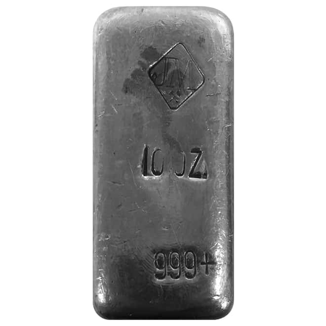 10 oz Johnson Matthey Vintage Silver Bar .999+ Fine (Diamond JM Logo)