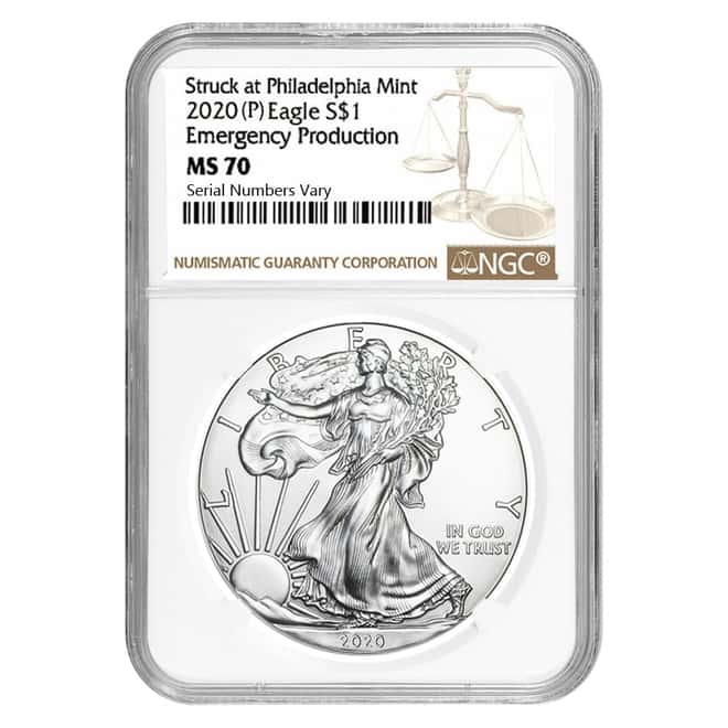 2020 (P) 1 oz Silver American Eagle NGC MS 70 Emergency Production