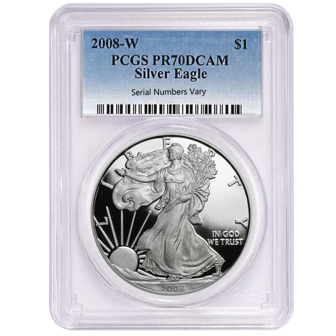 2008-W 1 oz Proof Silver American Eagle $1 Coin PCGS PF 70 DCAM
