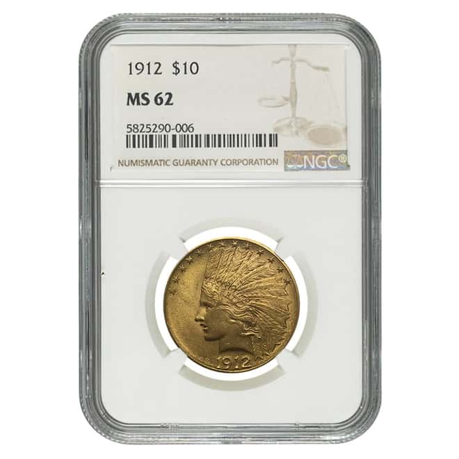 1912 $10 Indian Head Gold Eagle NGC MS 62