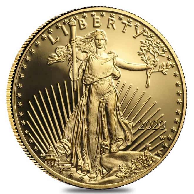 2020-W 1 oz $50 Proof Gold American Eagle (w/Box & COA)
