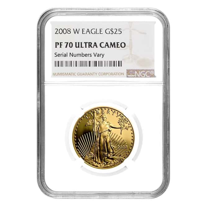 2008-W 1/2 oz $25 Gold American Eagle Proof Coin NGC PF 70 UCAM