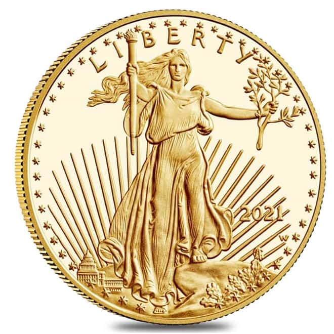 2021-W 1/2 oz $25 Proof Gold American Eagle PCGS PF 69 DCAM First Strike