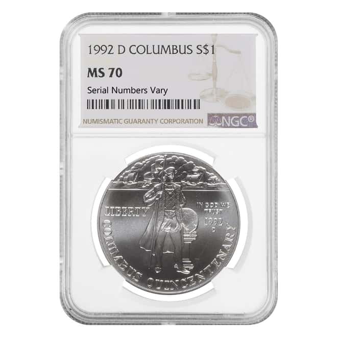 1992 D Columbus $1 Silver Dollar Commemorative NGC MS 70