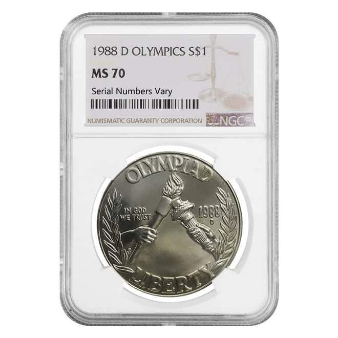 1988 D Olympic Torch $1 Silver Dollar Commemorative NGC MS 70