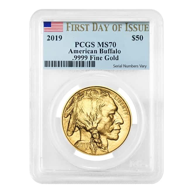 2019 1 oz Gold American Buffalo PCGS MS 70 FDOI 