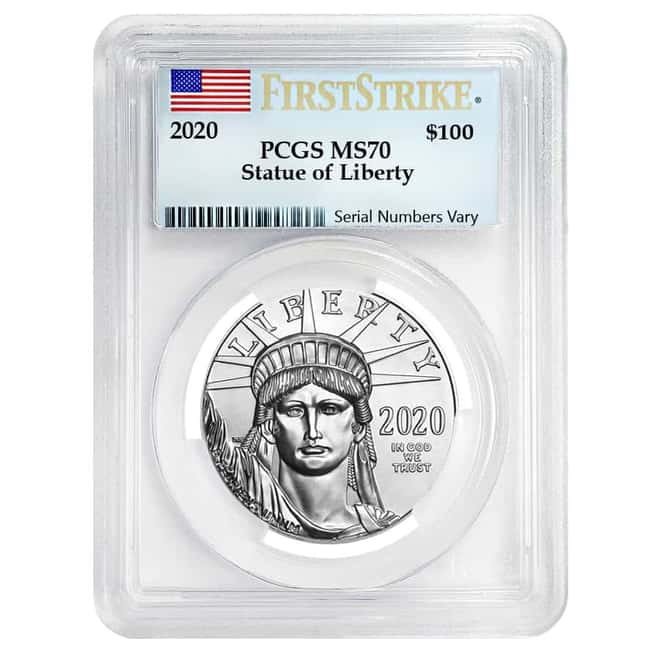 2020 1 oz Platinum American Eagle PCGS MS 70 First Strike