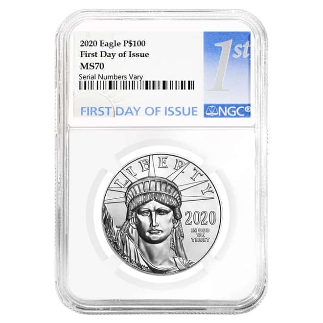2020 1 oz Platinum American Eagle NGC MS 70 First Day of Issue