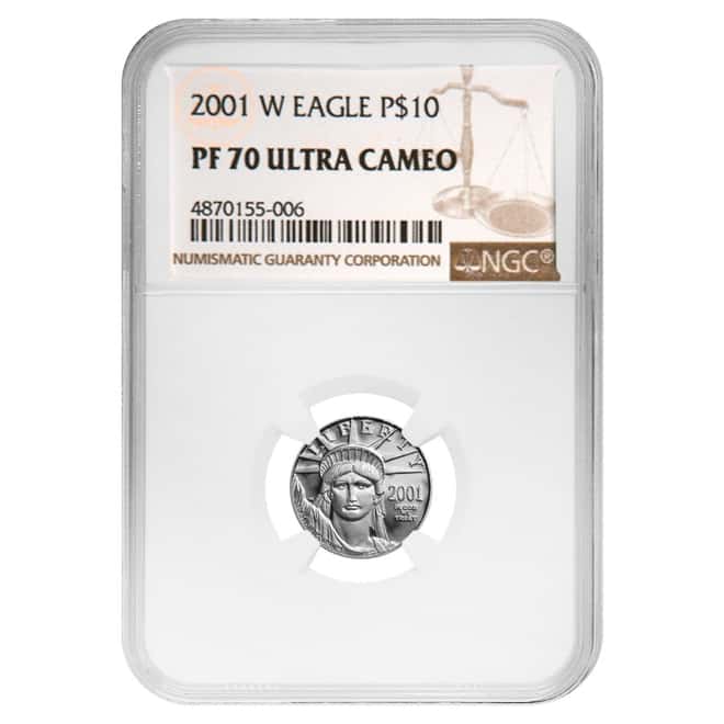 2001 W 1/10 oz $10 Platinum American Eagle Proof Coin NGC PF 70 UCAM