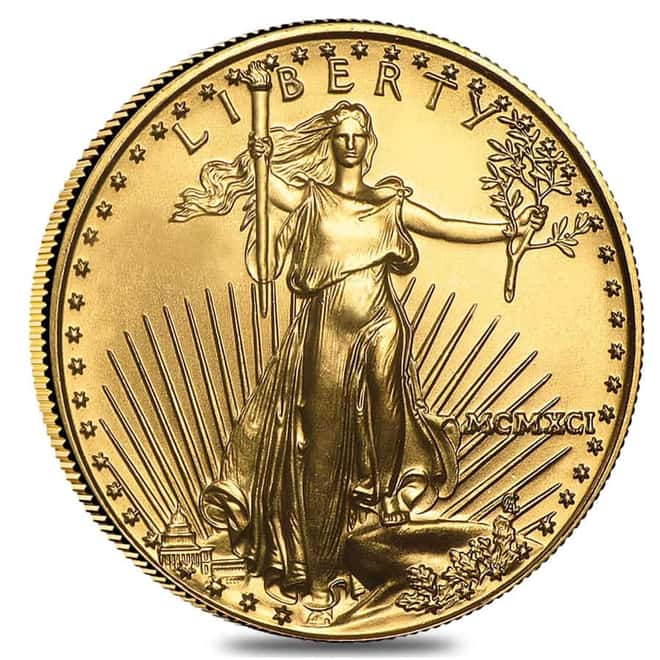 1991 1/2 oz $25 Gold American Eagle BU (MCMXCI)