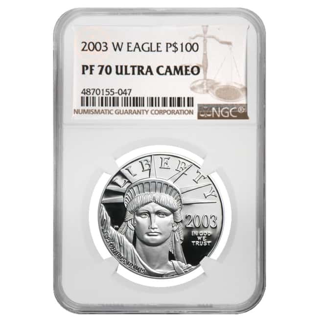2003 W 1 oz $100 Platinum American Eagle Proof Coin NGC PF 70 UCAM