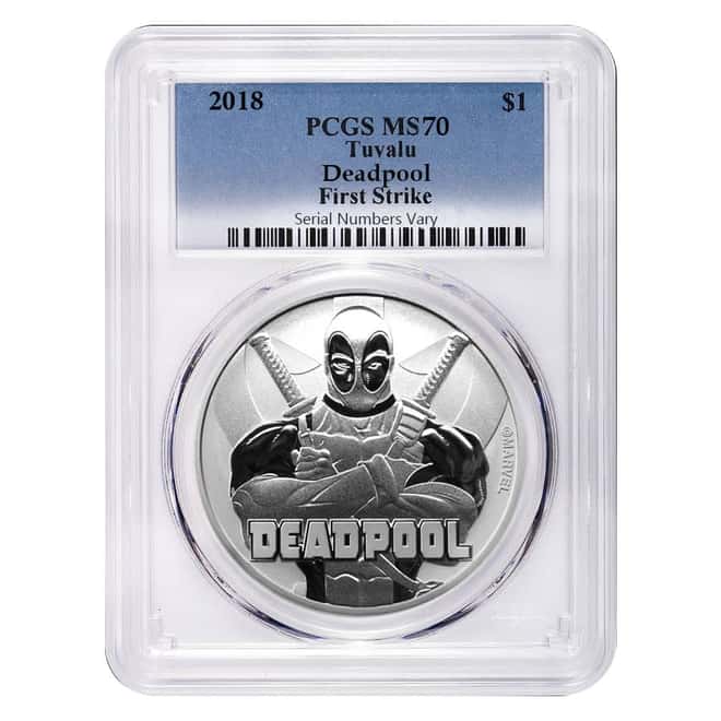  2018 1 oz Tuvalu Deadpool Marvel Series Silver PCGS MS 70 FS 