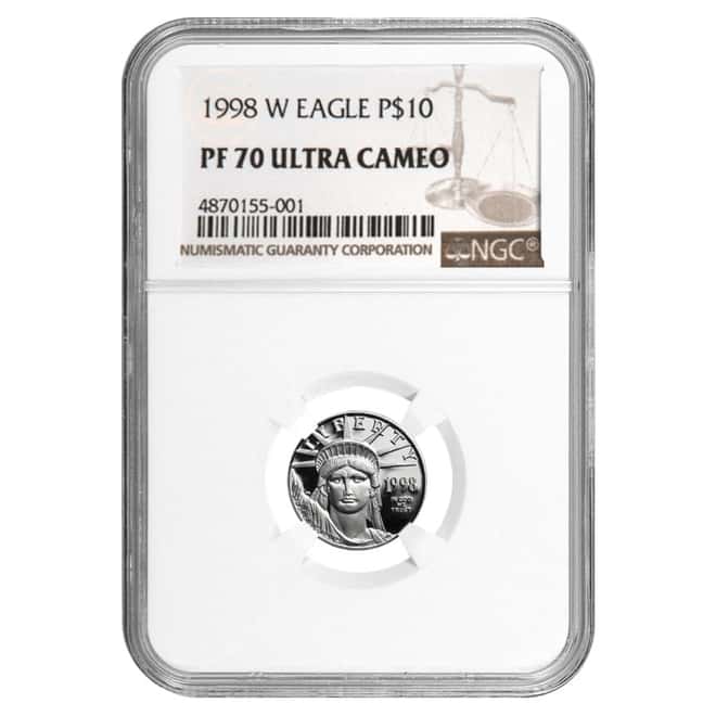 1998 W 1/10 oz $10 Platinum American Eagle Proof Coin NGC PF 70 UCAM