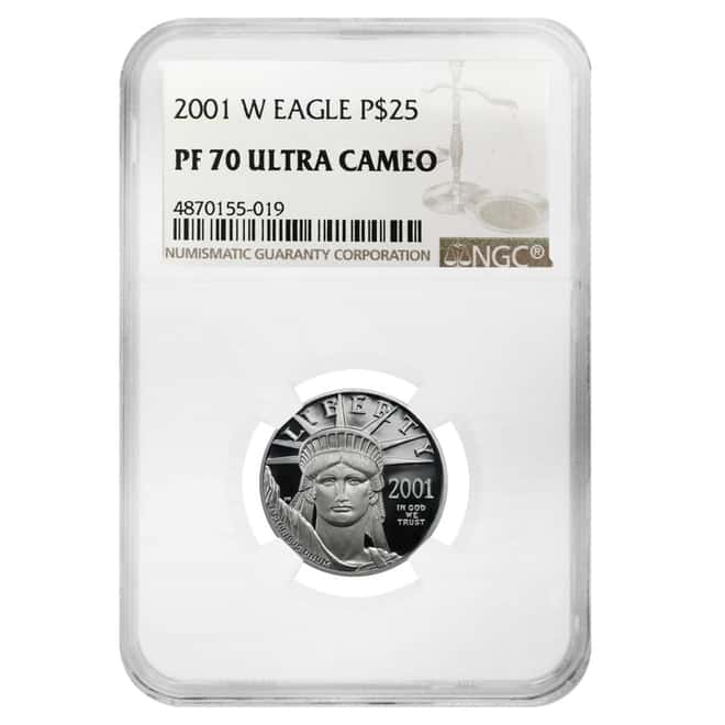 2001 W 1/4 oz $25 Platinum American Eagle Proof Coin NGC PF 70 UCAM